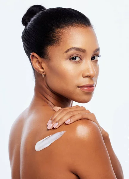 Skin Care Beauty Body Cream Portrait Studio Dermatology Cosmetics Natural — Fotografia de Stock
