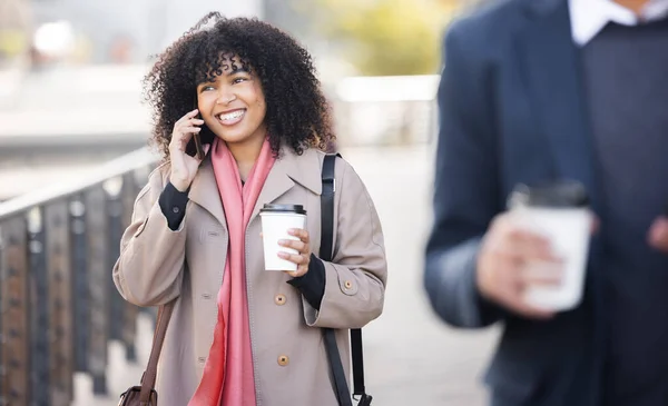 Happy Travel Business Woman Phone Call Contact Schedule Networking London — Fotografia de Stock