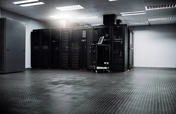 All Data Gets Processed Server Room Data Center — стоковое фото