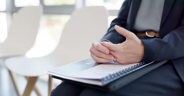 Hands Anxiety Interview Business Man Waiting Office Human Resources Recruitment — Vídeos de Stock