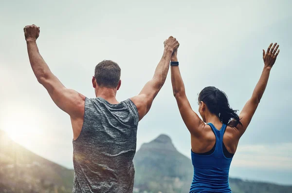 We can do anything with each other by our side. an unrecognizable couple training for a marathon outdoors