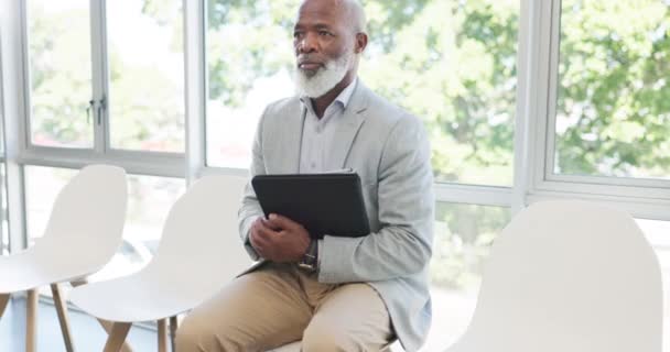 Job Interview Recruitment Anxiety Businessman Waiting Room Hiring Stress Prepare — Stok Video