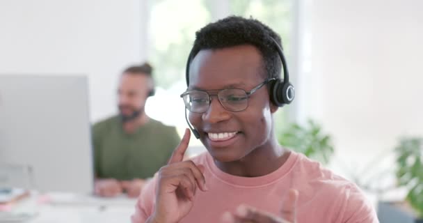 Customer Support Consulting Call Center Black Man Talk Contact Crm — Video