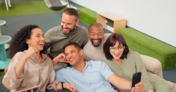 Diversity Selfie Staff Modern Office New Project Happiness Share Ideas — Vídeo de Stock