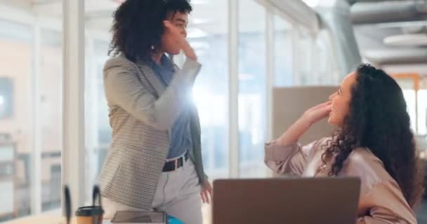 Creative Business Woman Laptop High Five Teamwork Strategy Idea Together — Stok video