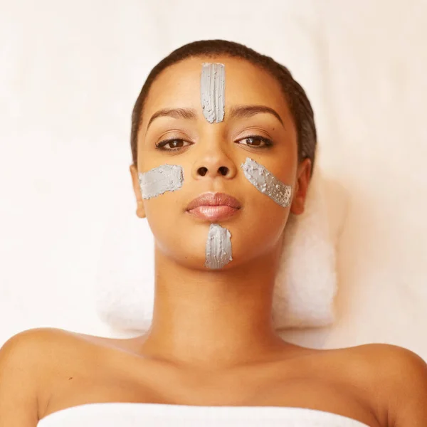 Secret Beautiful Skin Young Woman Enjoying Skincare Treatment Spa — 스톡 사진