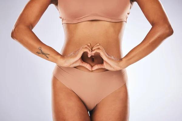 Woman Underwear Heart Stomach Healthy Lifestyle Fitness Workout Diet Grey — Fotografia de Stock