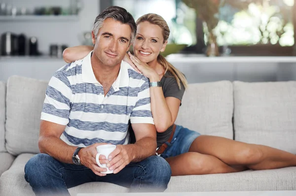 Todays All Chilling Cropped Portrait Affectionate Mature Couple Relaxing Sofa —  Fotos de Stock