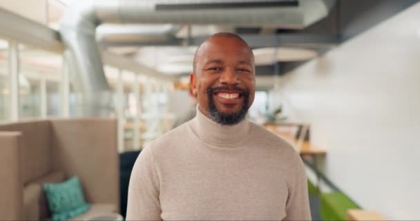 Leadership Success Portrait Business Black Man Vision Goals Mission Office — Vídeos de Stock