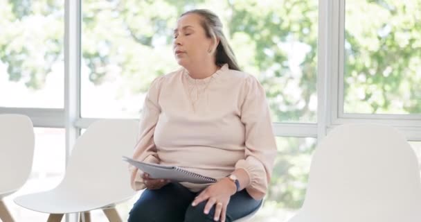 Job Interview Recruitment Anxiety Business Woman Waiting Room Hiring Stress — Vídeos de Stock