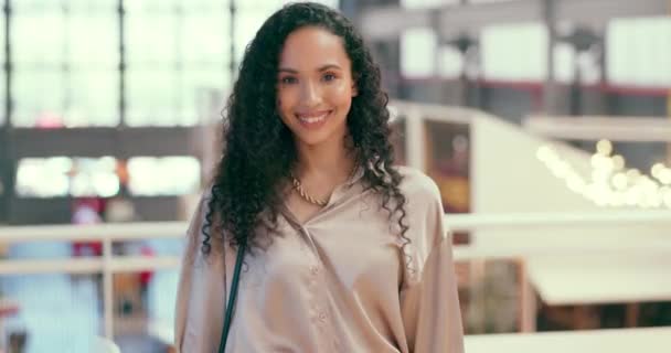 Face Smile Happy Business Black Woman Busy Office Positive Mindset — Αρχείο Βίντεο