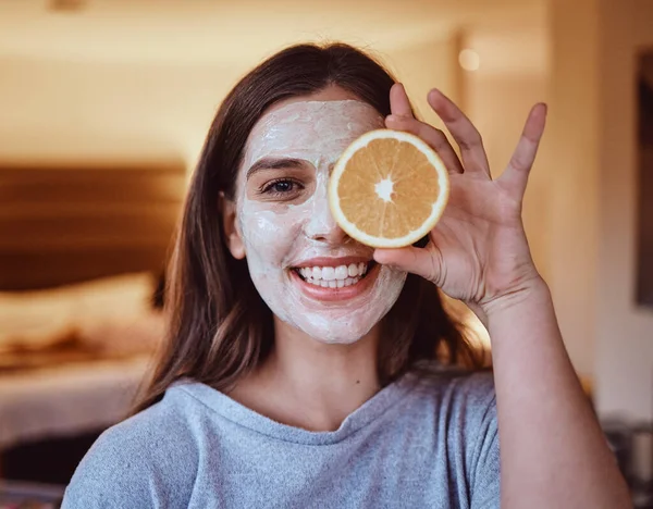 Skincare Orange Portrait Woman Her Home Wellness Grooming Mask Treatment — 스톡 사진