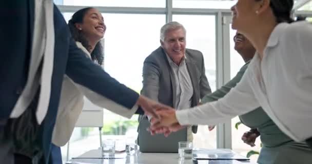 Motivation Erfolg Und Geschäftsleute Mit Applaus Meeting Unterstützung Und Teamwork — Stockvideo