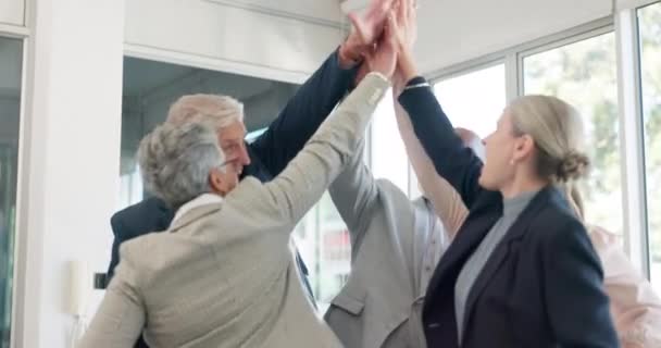 High Five Teamwork Applause Office Winning Motivation Collaboration Diversity People — Stockvideo