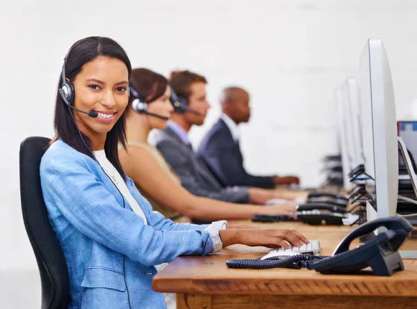 How can we help you. customer service representatives in a call center