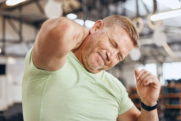 Neck Pain Fitness Bodybuilder Man Gym Training Workout Challenge Exercise — Fotografia de Stock