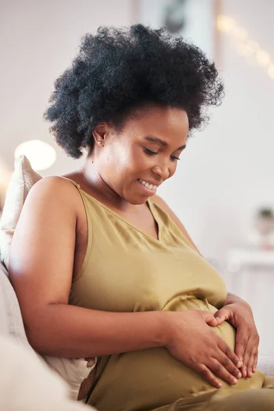 Pregnant Heart Hands Black Woman Stomach Hand Sign Feeling Mother — Fotografia de Stock