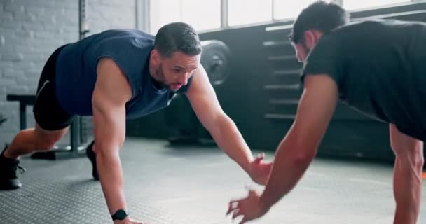High Five Teamwork Und Fitness Mit Menschen Fitnessstudio Und Plank — Stockvideo