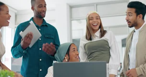 Success Applause Woman Feedback Office Startup Business Proud Team Congratulations — Vídeos de Stock