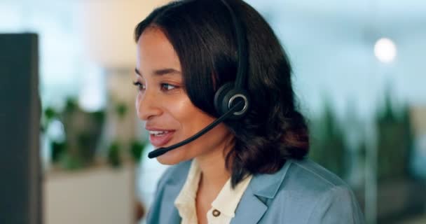 Call Center Consultant Woman Happy Telemarketing Sales Crm Communication Online — Vídeo de Stock