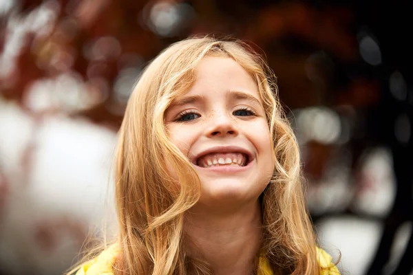 stock image She loves the outdoors. a cute little girl playing outside on an Autumn day