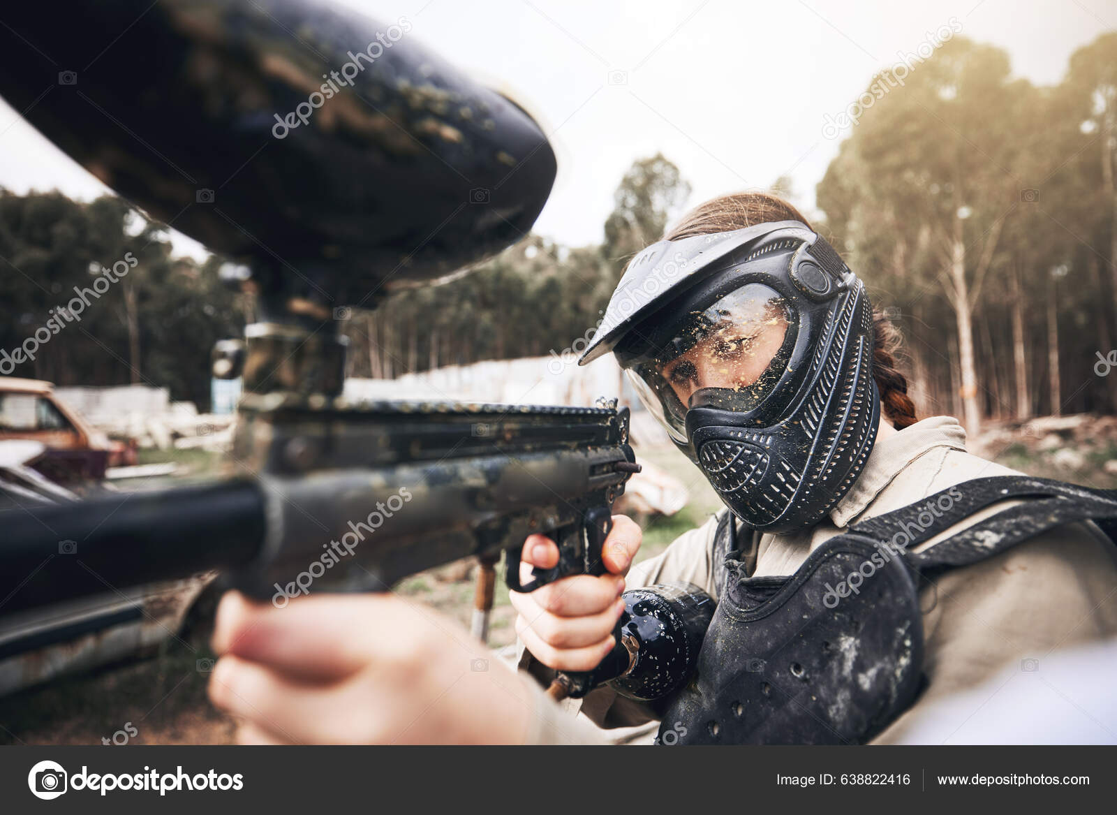 Paintball Sniper Ready For Shooting Stock Photo - Download Image