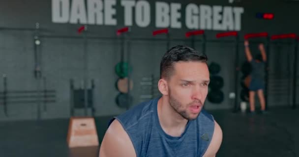 Man Gym Kettlebell Workout Muscle Development Healthy Strong Body Motivation — Stock video