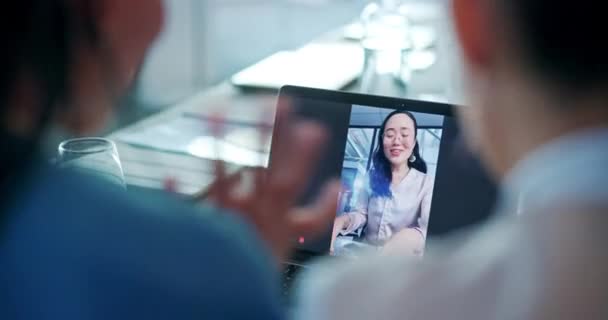 Video Call Tablet Business People Online Meeting Team Conference Discussion — Stok video