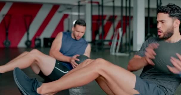 Russische Drehungen Medizinball Und Freunde Fitnesstraining Workout Und Fitnesstraining Sport — Stockvideo