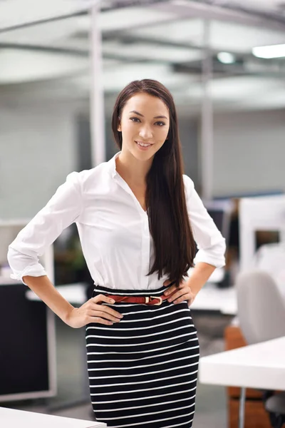 Her Success Built Confidence Portrait Attractive Young Businesswoman Standing Her — Φωτογραφία Αρχείου