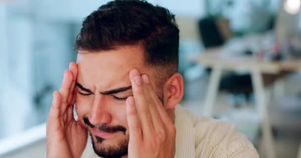 Headache Stress Man Pain Tired Fatigue Working Business Office Mental — 图库视频影像