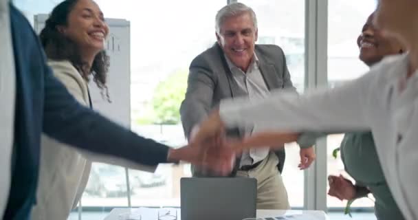 Motivation Team Building Business People Applause Meeting Support Teamwork Happy — Vídeos de Stock