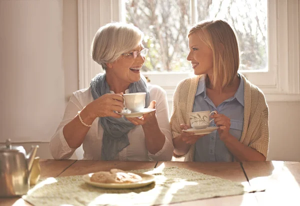 Grandmothers make the best friends. an attractive young woman visiting her gran for tea