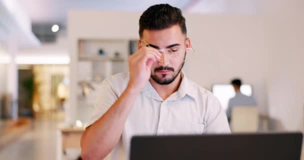 Business Laptop Man Stress Deadline New Project Schedule Anxiety Headache — Vídeos de Stock