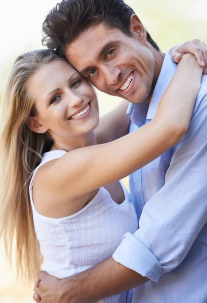 Fulfilled Love Closeup Shot Happy Young Couple Holding Each Other —  Fotos de Stock