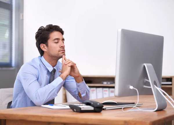 Hes Had Enough Work Stressed Out Businessman Sitting His Desk — Fotografie, imagine de stoc
