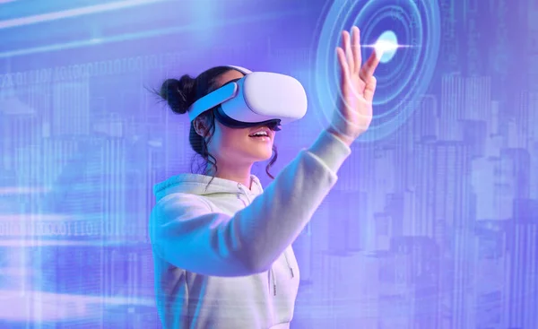 Virtuális Valóság Szemüveg Hologram Játékok Sport Felhasználó Futurisztikus Ötletek Metaverse — Stock Fotó