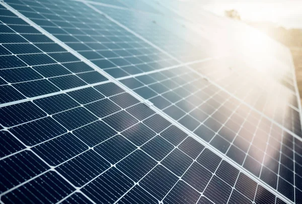 Painéis Solares Energia Renovável Rede Para Sustentabilidade Engenharia Eco Amigável — Fotografia de Stock