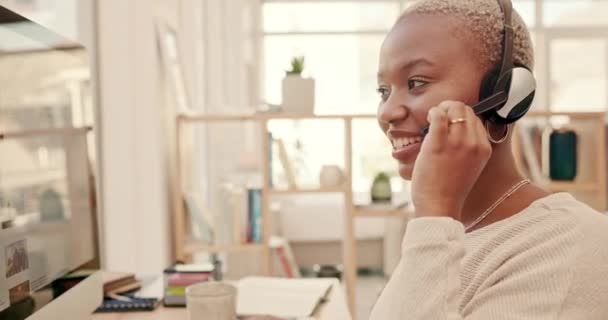 Black Woman Consultant Call Center Telemarketing Agent Crm Communication Telecom — Stock video
