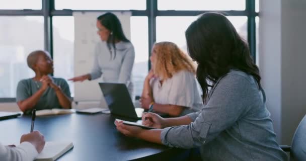 Business Meeting Portrait Woman Writing Team Planning Strategy Marketing Idea — Stock Video