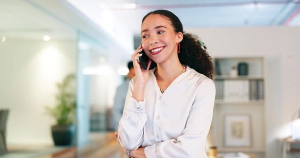 Black Woman Phone Call Business Communication Deal Negotiation Telemarketing Networking — Vídeos de Stock