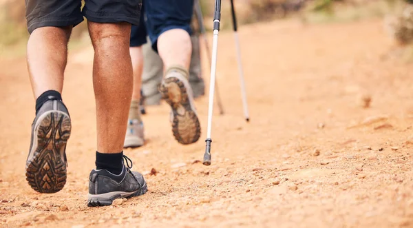 Hiking Sports Feet People Walking Adventure Healthy Body Fitness Outdoor — Stockfoto