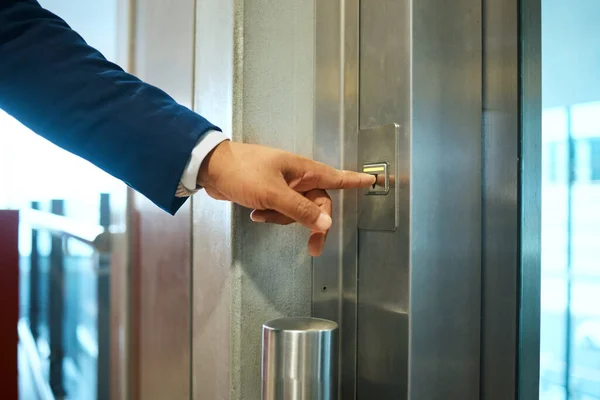 Кнопка Ліфта Бізнесмен Ручний Офісний Будівельний Ліфт Корпоративної Фінансової Компанії — стокове фото