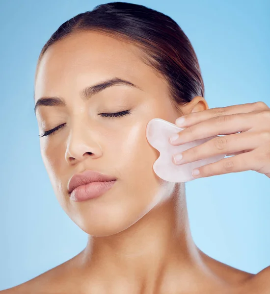 Woman Beauty Face Massage Gua Sha Facial Product Aesthetic Skincare — Foto de Stock