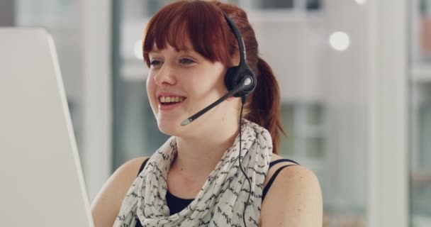 Call Center Beratung Und Kommunikation Mit Geschäftsfrau Für Telemarketing Kundenservice — Stockvideo