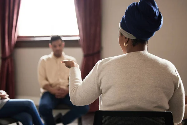 Support Black Woman Group People Therapy Understanding Sharing Feelings Talking — Stock Fotó