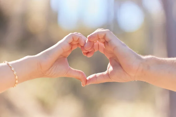 Heart Hands Nature Love Support Commitment Partnership Marriage Outdoors Valentines — Stock fotografie