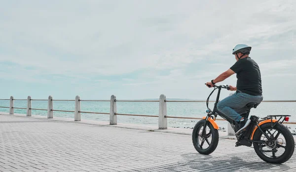 Ebike Mockup Travel Senior Man Promenade Riding Eco Friendly Transport — Stock Fotó