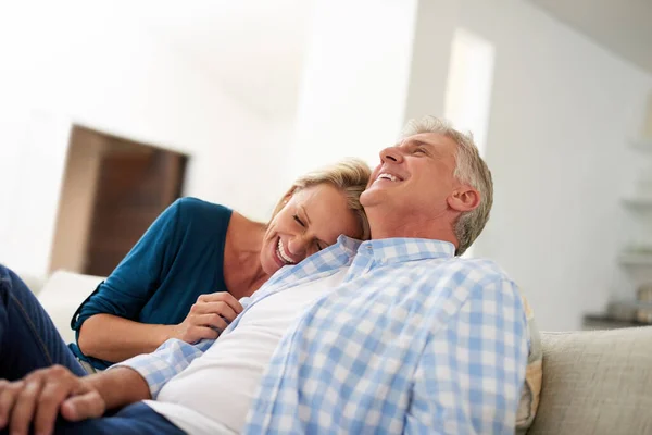 Find Someone Fills Your Life Laughter Mature Couple Relaxing Together —  Fotos de Stock