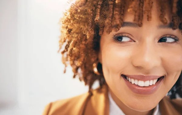 Mulher Negra Corporativa Headshot Sorriso Com Beleza Visão Ideias Para — Fotografia de Stock